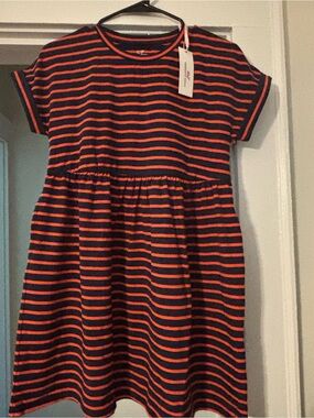 NWT Vineyard Vines Girls L 14 Every Day Jersey Dress Navy Red Stripe $45